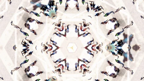 Crowd of People Walking Mirror Effect Loop Ready Stock Footage 111371452
