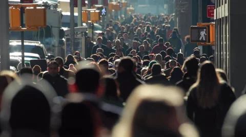 Crowd of people walking on New York City street slow motion Stock Footage