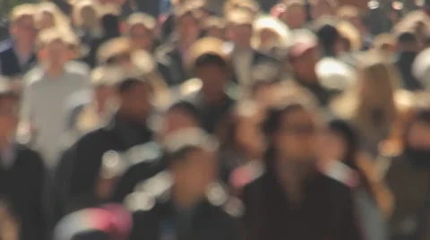 Crowd of people walking on New York City street blur slow motion Stock Footage