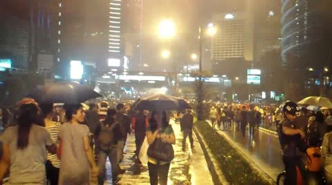 Crowd People Walking in The Night Stock Footage 18165569