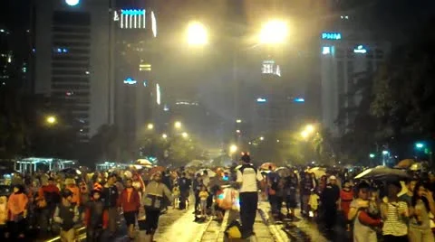 Crowd People Walking in The Night Stock Footage 18165570