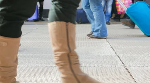 Crowd of People Walking on the Platform Stock Footage 62708413