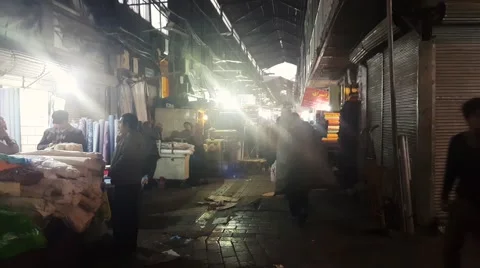 Crowd of people walking shopping inside the old local market Bazaar of Tehran Stock Footage 58951932
