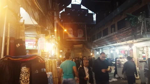 Crowd of people walking shopping inside the old local market Bazaar of Tehran Stock Footage 58952033