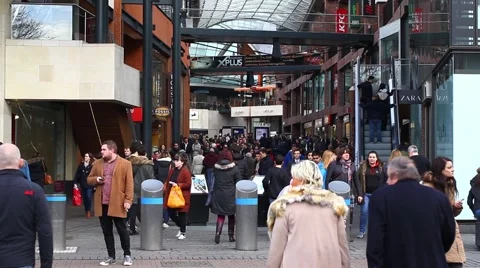 Crowd Of People Walking In Shopping Mall 