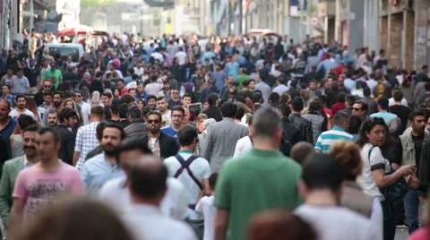 Crowd of people walking (Slow motion) Istanbul/Taksim/Istiklal/April/2016 Video stock 62286808