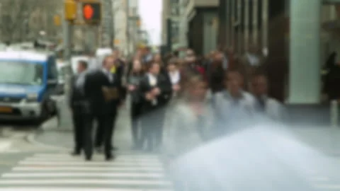 Crowd of people walking street anonymous blurred timelapse time lapse Stock Footage