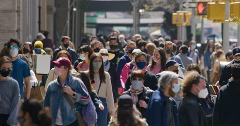 Crowd Of People Walking Street Mask Mask 