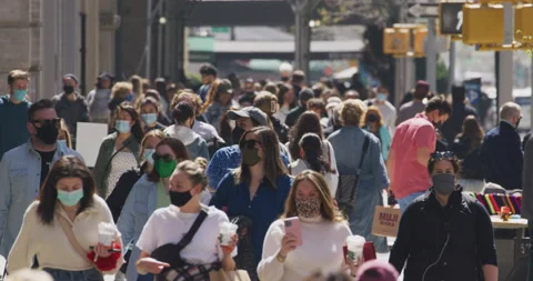 Crowd Of People Walking Street Mask Mask 