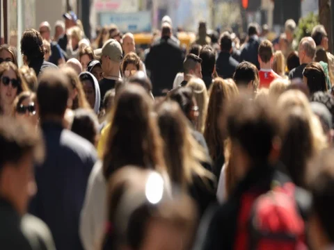 Crowd of people walking street slow moti... | Stock Video | Pond5