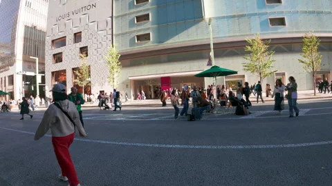 Crowd of people walking on a sunny day in the famous Ginza shopping district 動画素材 330179296