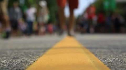 Crowd of people walking toward camera, soft focus Stock Footage 53008237