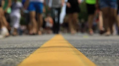 Crowd of people walking toward camera Stock Footage 53008306