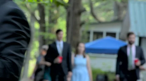 Crowd of People Walking Toward Camera at Wedding Ceremony Stock-Footage 58103587