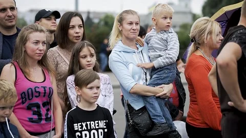 A crowd of people is watching the events taking place close-up Stock Footage 170065894