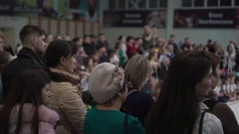 Crowd of people watching performance Stock Footage 101690922