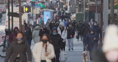 Crowd of people wearing mask masks walki... | Stock Video | Pond5