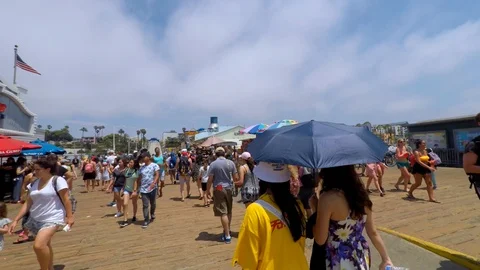 Crowd on Pier Stock Footage 93168958