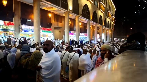 Crowd pilgrim from Masjidil Haram` Stock Footage 119669043