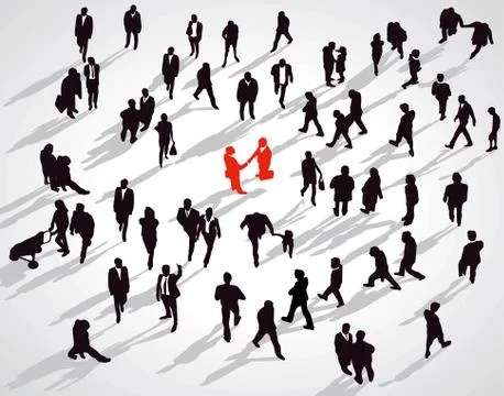 Crowd on a place in the city Stock Illustration