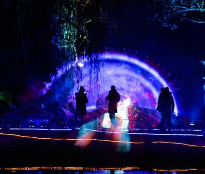 Crowd pleaser christmas lighting 스톡 사진