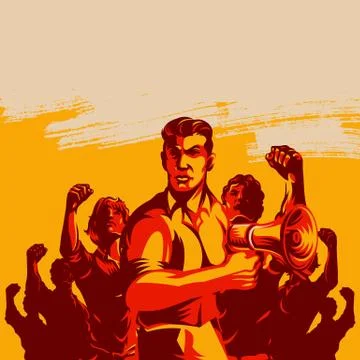 Crowd Protest Revolution Propaganda Background Stock Illustration