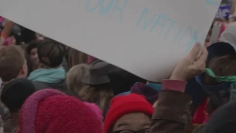 Crowd Of Protesters On The Mall - Womens March Stock Footage 81252952