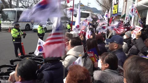 Crowd protesting against the impeachment of the president Stock Footage 310437800