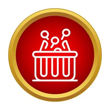 Crowd protesting in basket icon on red circle Stock Illustration