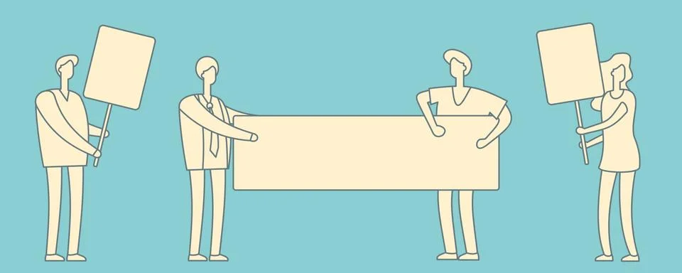 Crowd of protesting men and women Stock Illustration