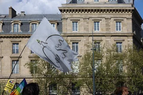 Crowd protesting in Paris for climate and social issues Foto stock
