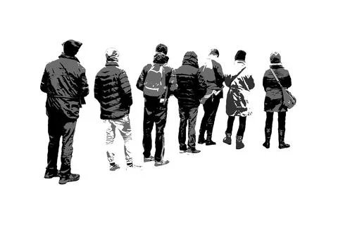 Crowd Queue Isolated Graphic Stencil Silhouette イラスト素材