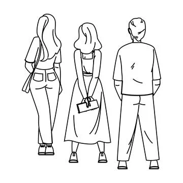 Crowd queue line vector イラスト素材