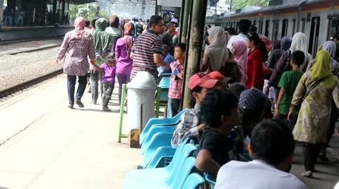 Crowd at The Railway Station Stock Footage 10845698