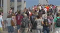 Crowd on Rambla de Mar in Barcelona 4k or 4k+ Resolution