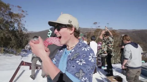 CROWD REACTION - Skiing Cheering Stock Footage 81498678