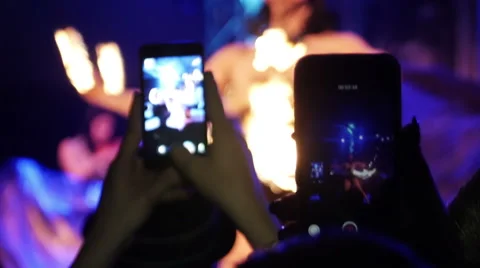 Crowd recording show with smartphone Stock Footage 64207920