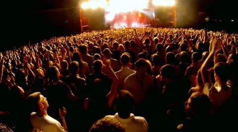 Crowd at a rock concert, back light silhouette Stock Footage 25298191