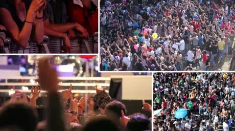 Crowd at a rock concert - composition Stock Footage 8846379