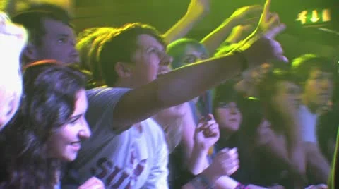 Crowd at Rock Concert - Flashing Lights & Shaky Cam HD Stock Footage