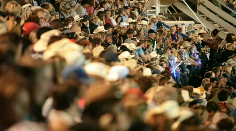 Crowd rodeo shallow group of people shallow DOF P H 1144 Stock Footage