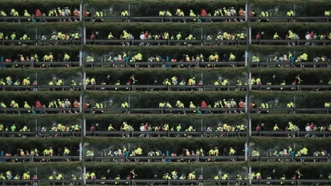 Crowd Running In Layers, Stacks of People Stock Footage 105605217