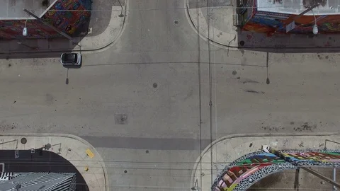 Crowd Runs Across The Intersection Video stock 79686235