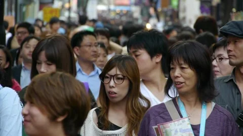 Crowd in Seoul Street Stock Footage