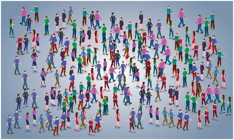Crowd of several people on a surface Stock Illustration