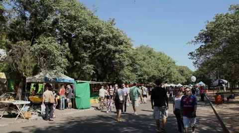 Crowd shopping at Porto Alegre's Flea Market (FleaMkt 12) Stock Footage 23756798