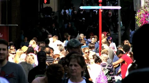 Crowd on sidewalk Stock Footage 7742775