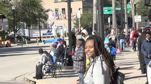 Crowd on sidewalk - SLOW MOTION Stock Footage 128445754