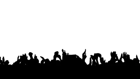 Crowd silhouette of people on white background. Stock Footage 336177601