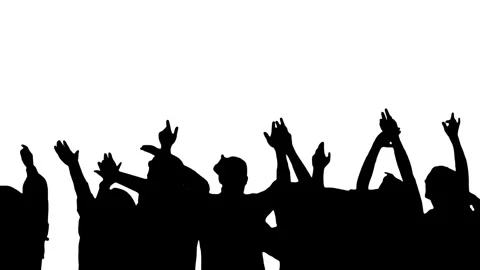 Crowd silhouette of people on white background. Stock Footage 336190227